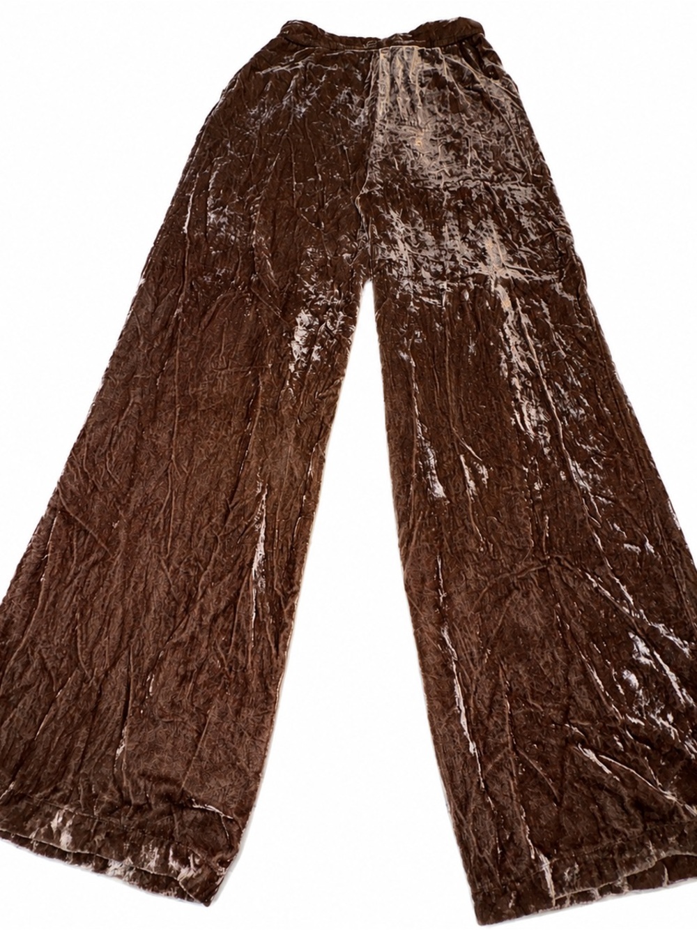Kids Brown Velvet Wide-Leg Joggers